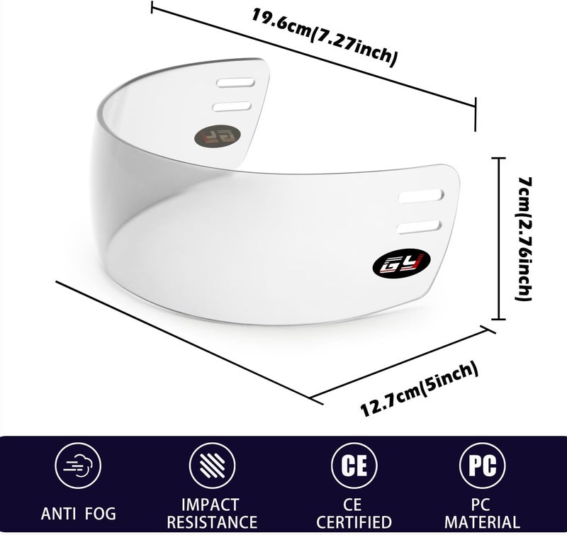 GY Hockey Helmet Visor, Hockey Helmet Clear Visor (Anti-Scratch/Anti-Fog) CE Marked (Clear) - Image 3